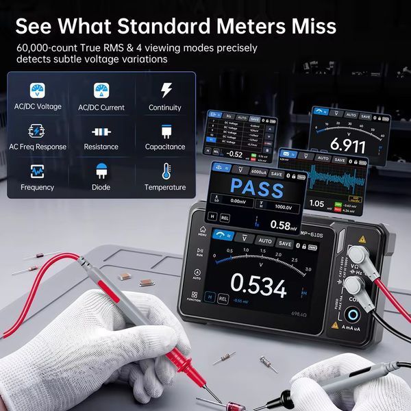 FNIRSI TMP-610S &mdash; портативный осциллограф-мультиметр с генератором сигналов fn-tmp-610s  фото