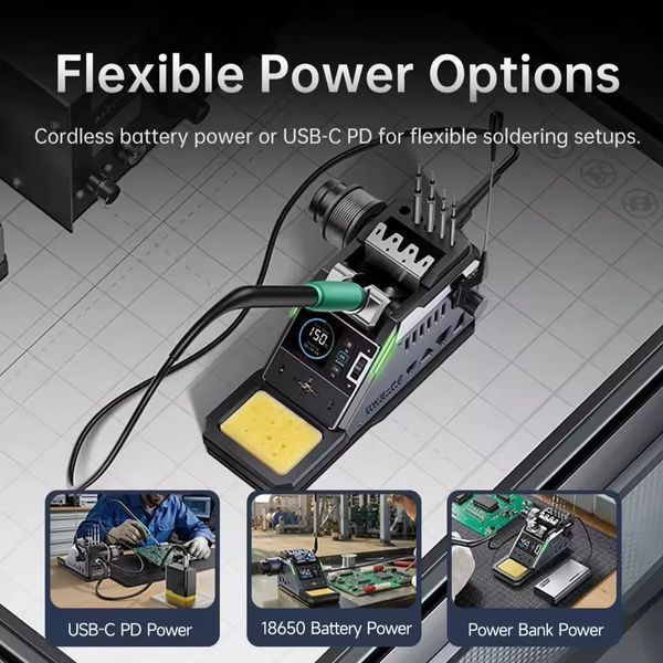 FNIRSI DWS-P2 &mdash; компактная цифровая паяльная станция 100 Вт с USB Type-C PD и регулировкой 100&ndash;450 &deg;C fn-dws-p2-c245 фото