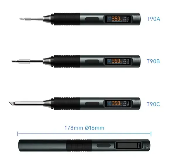 Портативний паяльник ALIENTEK T90 з цифровим екраном, регулюванням температури та живленням USB Type-C al-t90a фото