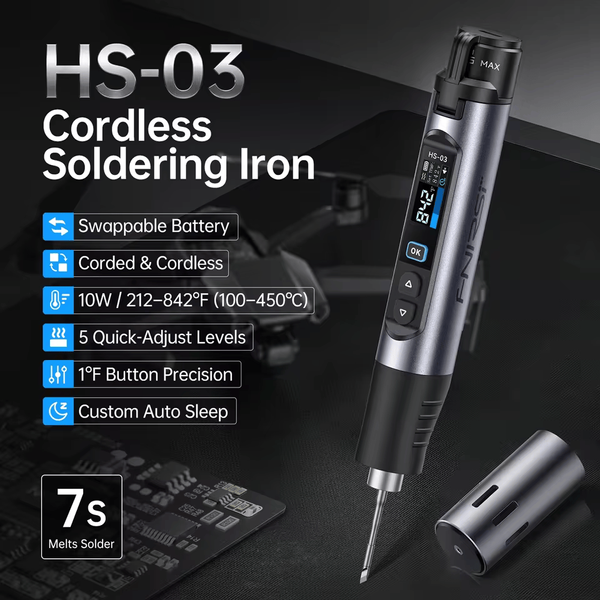 FNIRSI HS-03 &mdash; акумуляторний паяльник з USB-C живленням і змінною батареєю hs-03 фото
